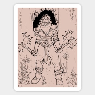 Orc Warrior Line Art Design Sticker